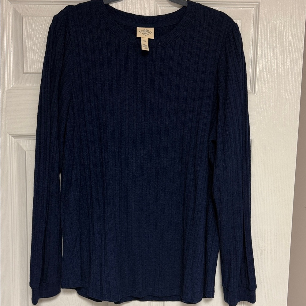 St. John's Bay Ribbed Crewneck Top — Charcoal Gray